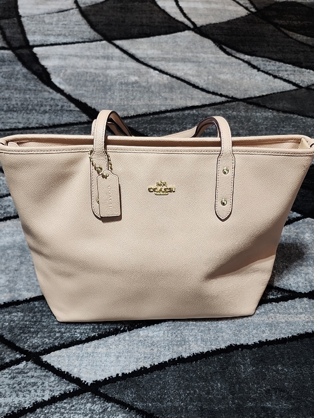 COACH CITY CROSSGRAIN LEATHER FULL-ZIP PATAL PINK TOTE BAG - Picture 14 of 16